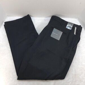Covington Dress Pants Mens 42x30 Comfort Fit Flat Front Black Classic NWT